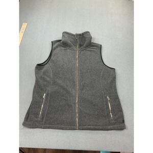 Calvin Klein Performance Vest Womens 2X Gray Fleece Full Zip Pockets Activewear